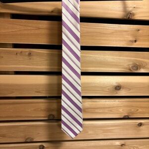 Express Purple and White Striped Tie